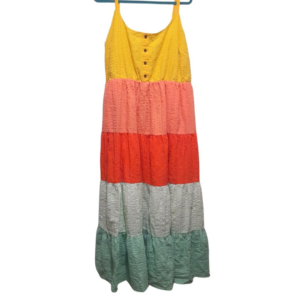 torrid Colorblock Tiered Maxi Dress in Yellow, Coral, Orange, Mint—size 2 (2xl) - Picture 4 of 9